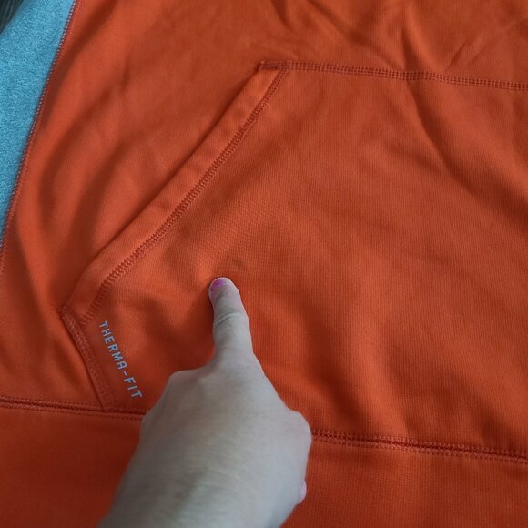 Nike Therma-Fit Hoodie Sweatshirt Orange Gray XL Men's - Picture 5 of 11